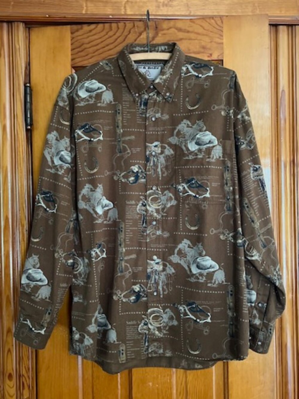 VTG Bit & Bridle Outfitters Long-Sleeve Western Button-Down Shirt Men's Medium